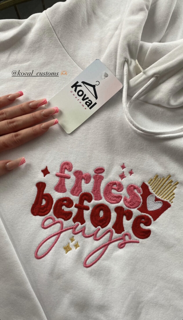 Bluza z haftem Fries before guys - obrazek 3